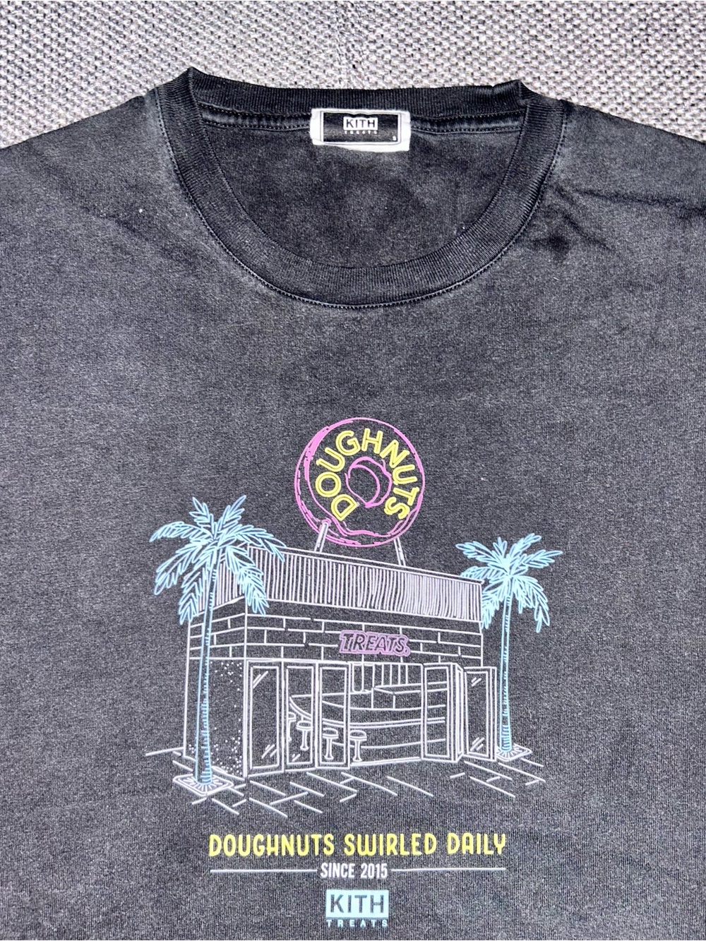 Rare Kith Treats 'Doughnuts Swirled Daily' Sun Faded Black Tee
